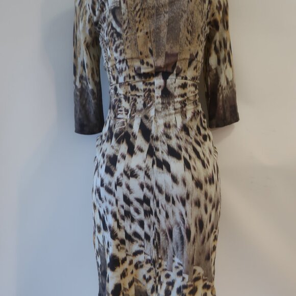 Womens Roberto Cavalli Tan, Brown Print Dress 44/US 8 - Picture 7 of 9